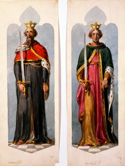 Edward II e Richard I (wc no papel) de English School