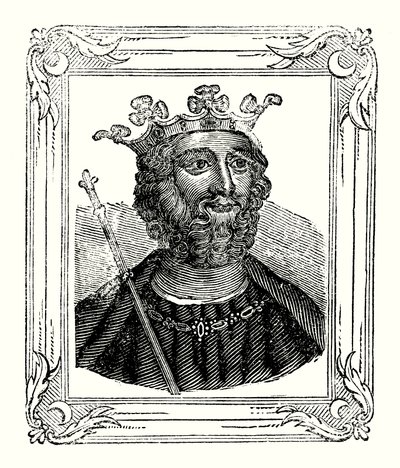 Eduardo II nasceu em 1284, foi coroado em 1308, e assassinado em 1328 (gravura). de English School