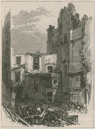 Efeitos da explosão em Clerkenwell: Interior das casas em Corporation Lane de English School