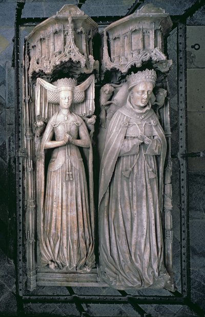 Efígies de Thomas Fitzalan, 5º Conde de Arundel e sua esposa, Beatrice, na Capela Fitzalan (alabastro) de English School
