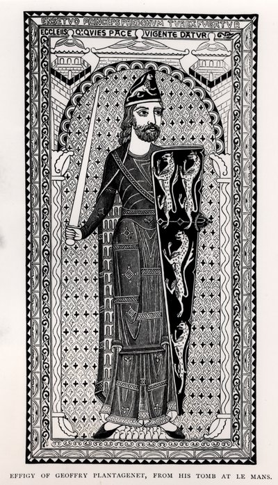 Efígie de Geoffrey Plantagenet (1113-1150) de seu túmulo em Le Mans de English School