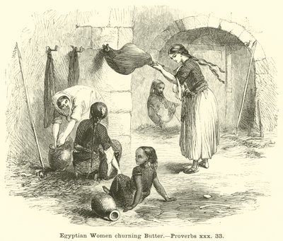 Mulheres egípcias agitando manteiga, Provérbios, xxx, 33 de English School