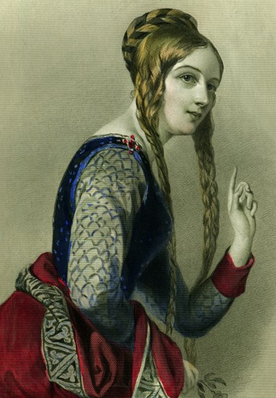 Eleonora da Aquitânia, Rainha de Henrique II, impressa por Henry G. Bohn, 1856 (gravura a cores) de English School