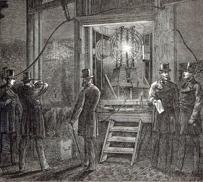Aparelho elétrico para a Torre do Relógio, Casas do Parlamento da The Illustrated London News, 16 de agosto de 1873 de English School