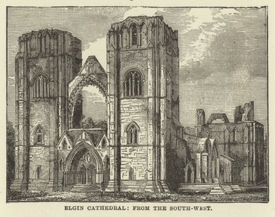 Catedral de Elgin, do sudoeste de English School