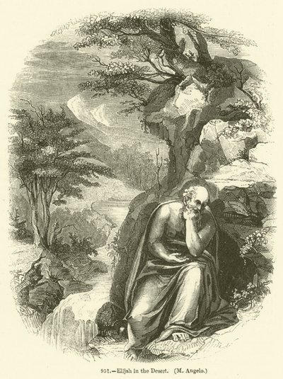 Elijah no Deserto, M Angelo (gravura) de English School