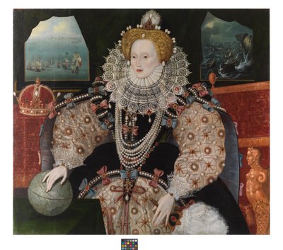 Isabel I (o "Retrato da Armada"), c. 1588 (óleo sobre painel de carvalho) de English School