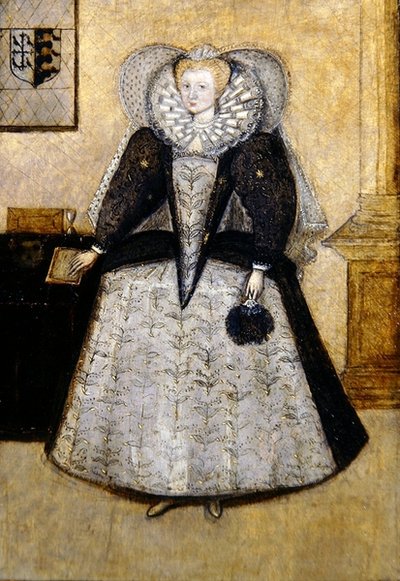 Elizabethan Portrait of a Young Married Mrs. Golbourne, nee Fleetwood (oil on panel) de English School