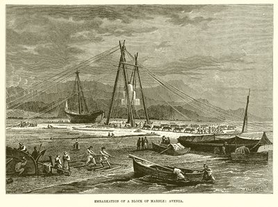 Embarque de um bloco de mármore: Avenza (gravura) de English School