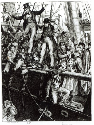 Emigrantes que deixam a Velha Inglaterra, da revista The Graphic, 18 de dezembro de 1869 de English School