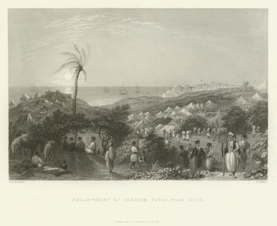 Acampamento de Ibrahim Pasha, perto de Jaffa, 1837 de English School