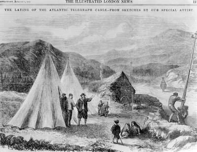 Acampamento de operários da empresa de telégrafos na estrada entre Killarney e Valência de English School