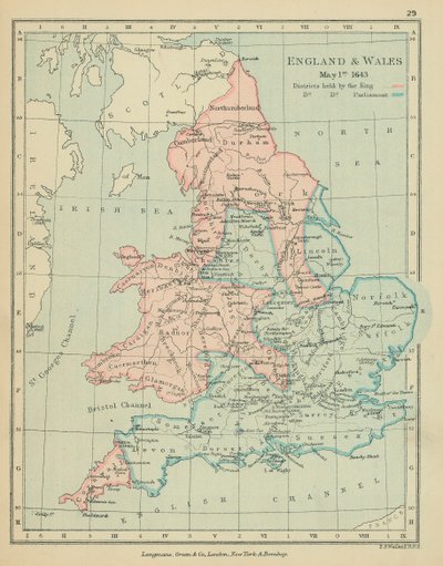 Inglaterra e País de Gales (litografia a cores) de English School