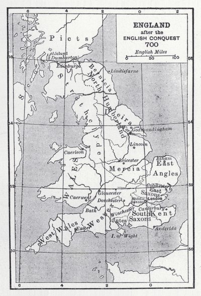 Inglaterra após a conquista inglesa 700 (litho) de English School