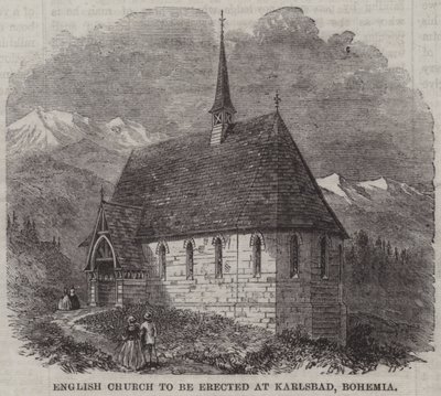 Igreja inglesa a ser erguida em Karlsbad, Boémia (gravura) de English School