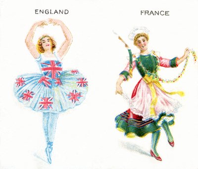 Entente Cordiale (Entendimento Cordial) cartões de cigarro, 1915 de English School