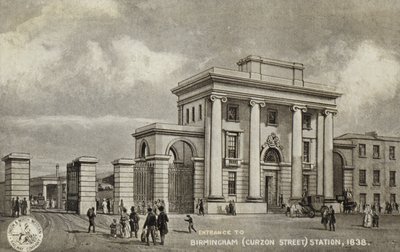 Entrada para a estação Birmingham (Curzon Street), 1838 de English School