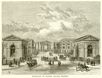 Entrada, para, Euston, estação quadrada de English School