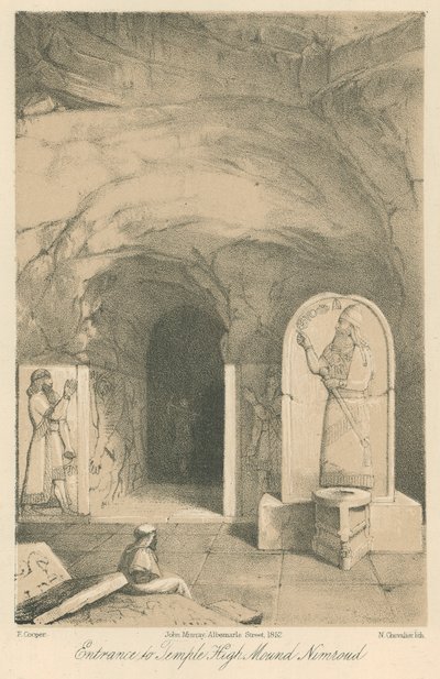Entrada, para, templo, alto, monte, Nimroud de English School
