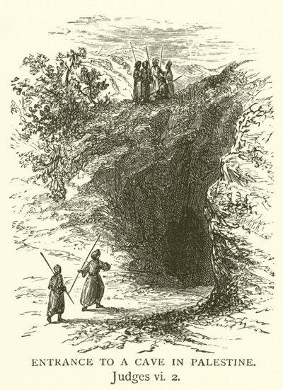 Entrada para uma caverna na Palestina, juízes, vi, 2 (gravura) de English School