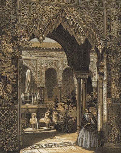 Entrada, para, a, corte, de, leões, a, alhambra, corte, palácio cristal, sydenham, londres de English School