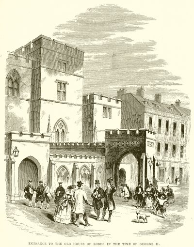 Entrada para a antiga Câmara dos Lordes no tempo de George II de English School