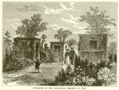 Entrada para os jardins zoológicos em 1840 de English School