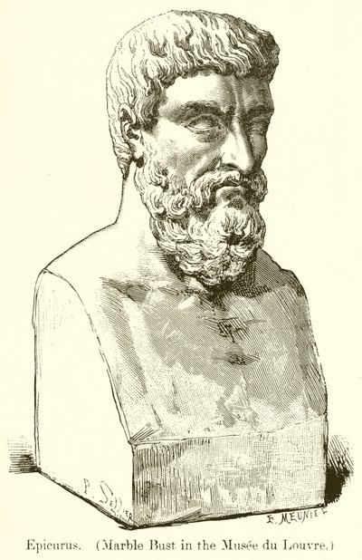 Epicuro. (Busto de mármore no Museu do Louvre) (gravura) de English School