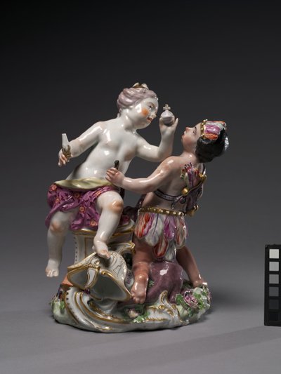 Europa e América, fabricado pela Chelsea Porcelain Factory, c.1760 de English School