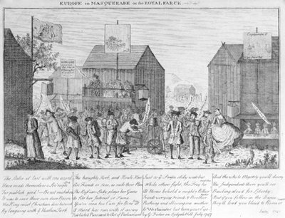 Europa em Masquerade, ou a farsa real, por G. Foster, 1747 de English School