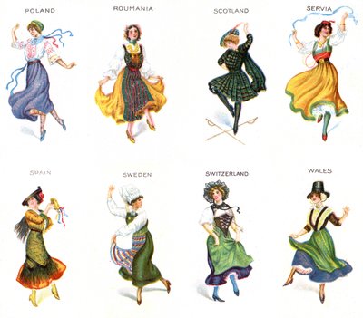 Dançarinos europeus, cartões de cigarro, 1915 (ver também 473602) de English School