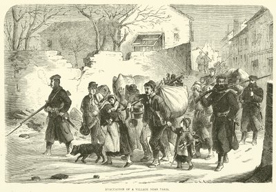 Evacuação de uma aldeia perto de Paris, dezembro de 1870 de English School