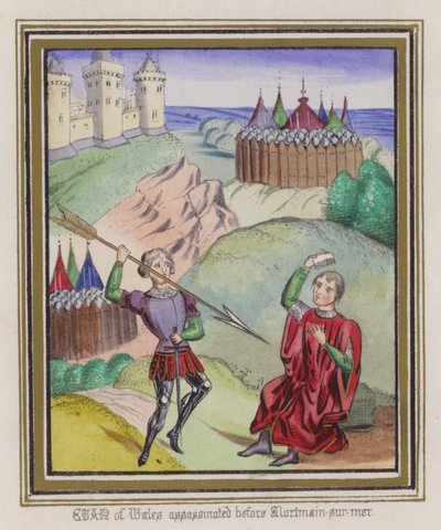 Evan Of Wales assassinado antes de Morman-Sur-Mer (gravura colorida) de English School