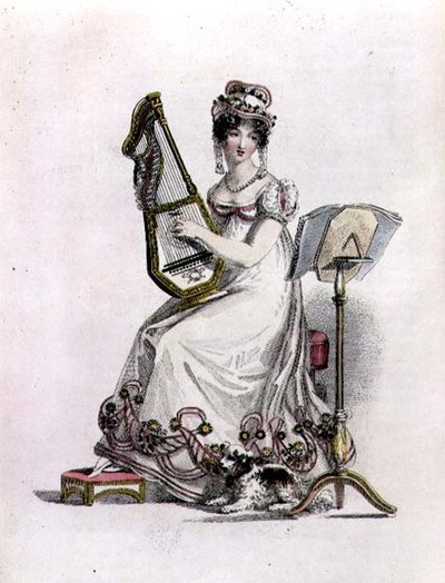 Vestido de noite/Opera, placa de moda do Ackermann