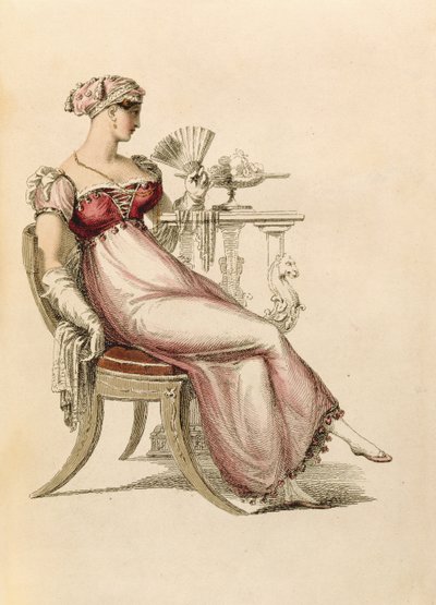 Vestido de noite ou vestido de baile, placa de moda de Ackermanns Repository of Arts de English School