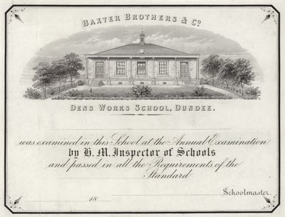 Certificado de exame da Dens Works School de English School