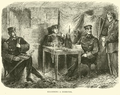 Examinando um desertor, fevereiro de 1871 de English School