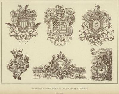 Exemplos de Desenhos Heráldicos dos séculos XVII e XVIII (Litho) de English School