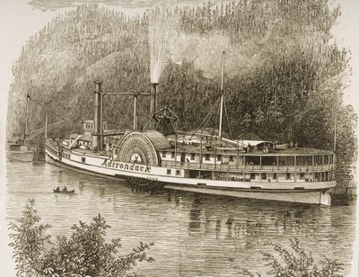 Excursão a vapor no rio Hudson, em c.1870, da American Pictures, publicada pela Sociedade de Tratados Religiosos, 1876 de English School