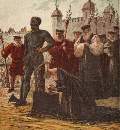 Execução de Lady Jane Grey, pub. 1890 (litografia a cores) de English School