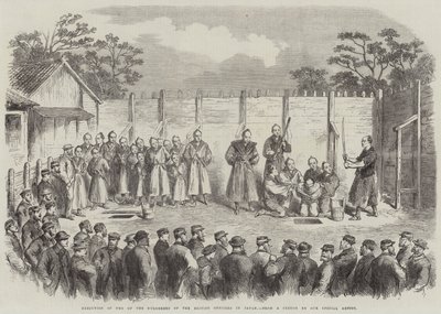 Execução de Dois dos Assassinos dos Oficiais Britânicos no Japão (gravura) de English School