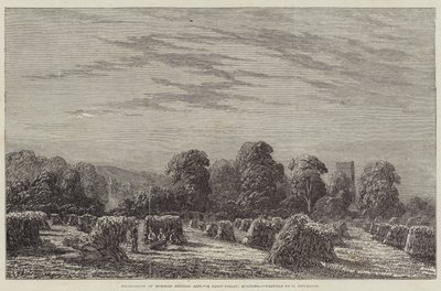 Exposição de Arte Britânica Moderna, um campo de milho, noite (gravura) de English School