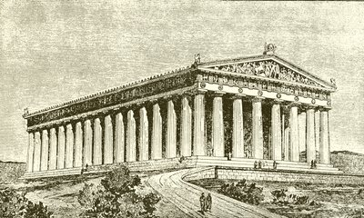 Exterior do Parthenon em Atenas na época de seus construtores de English School