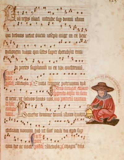 F.127 Folha de Música com um Desenho de um Leproso, c.1400 (velino) de English School