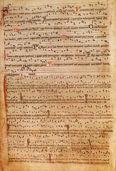 F.154v Notação Musical Medieval (litho) de English School