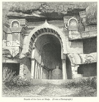 Fachada da gruta de Bhaja (gravura) de English School