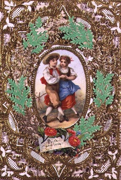 "Fé e Amor", cartão do dia de São Valentim. de English School