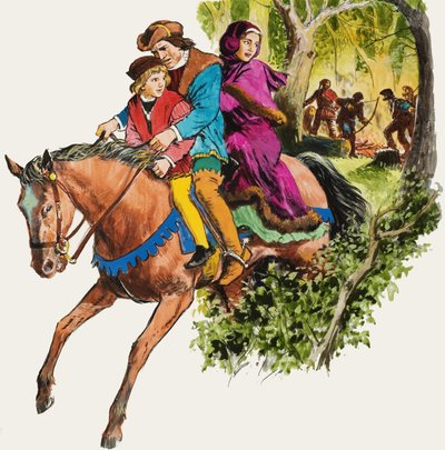 Família em um cavalo de English School