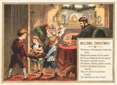 Família se preparando para o Natal, cartão de Natal de English School