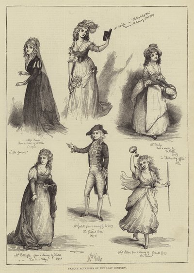 Famosas atrizes do século passado (gravura) de English School